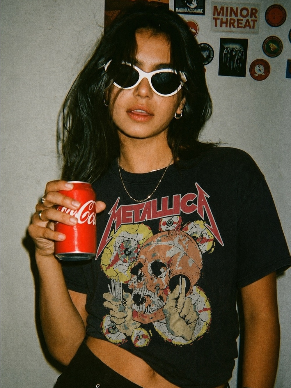Metallica Skull Graphic Black Band T-Shirt Women’s L Estimated Boxy Tee